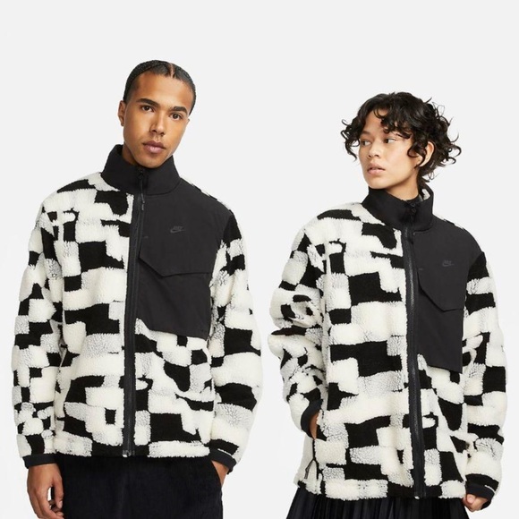 NWT Nike Tech Pack Engineered Fleece Full Zip Jacket White Black Unisex Large